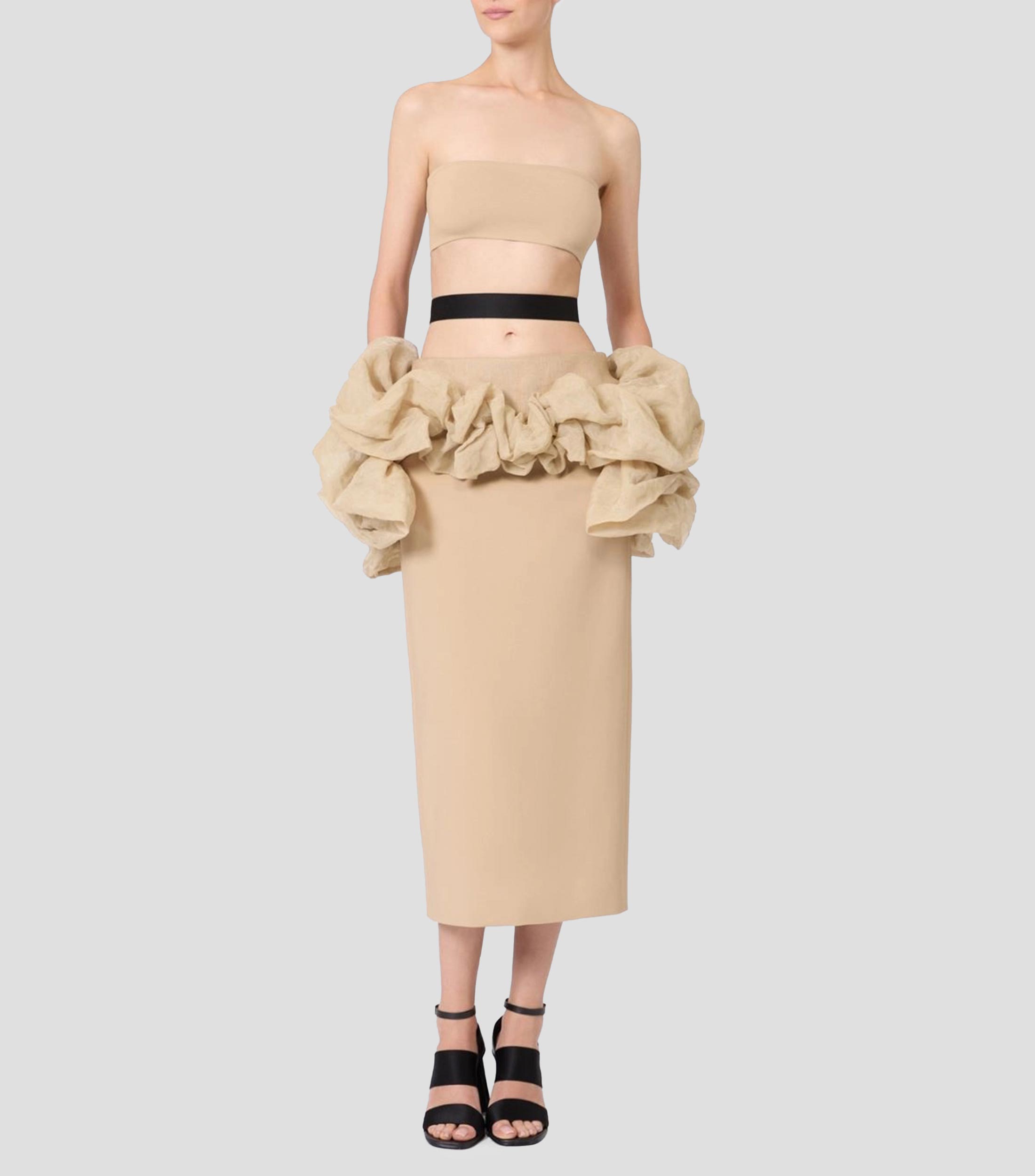 Falda midi de corte ajustado lisa Mujer
